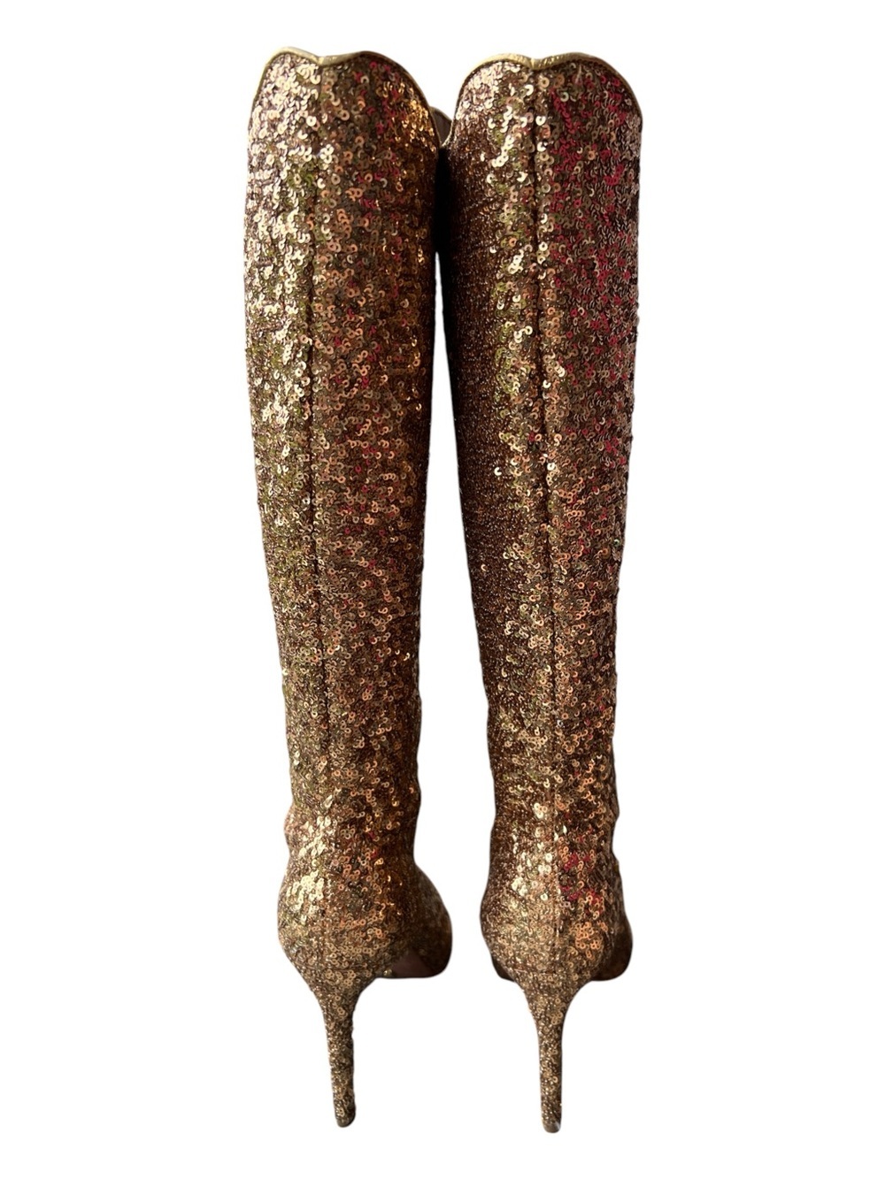 Free People Vicenza Gold Sequin Knee High Stiletto Boots Size 8 - Picture 3 of 5